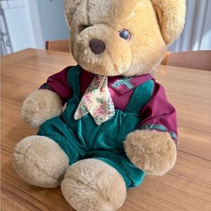 Vintage Teddy Bear Plush Brown Stuffed Animal Soft Classic Collectible Toy